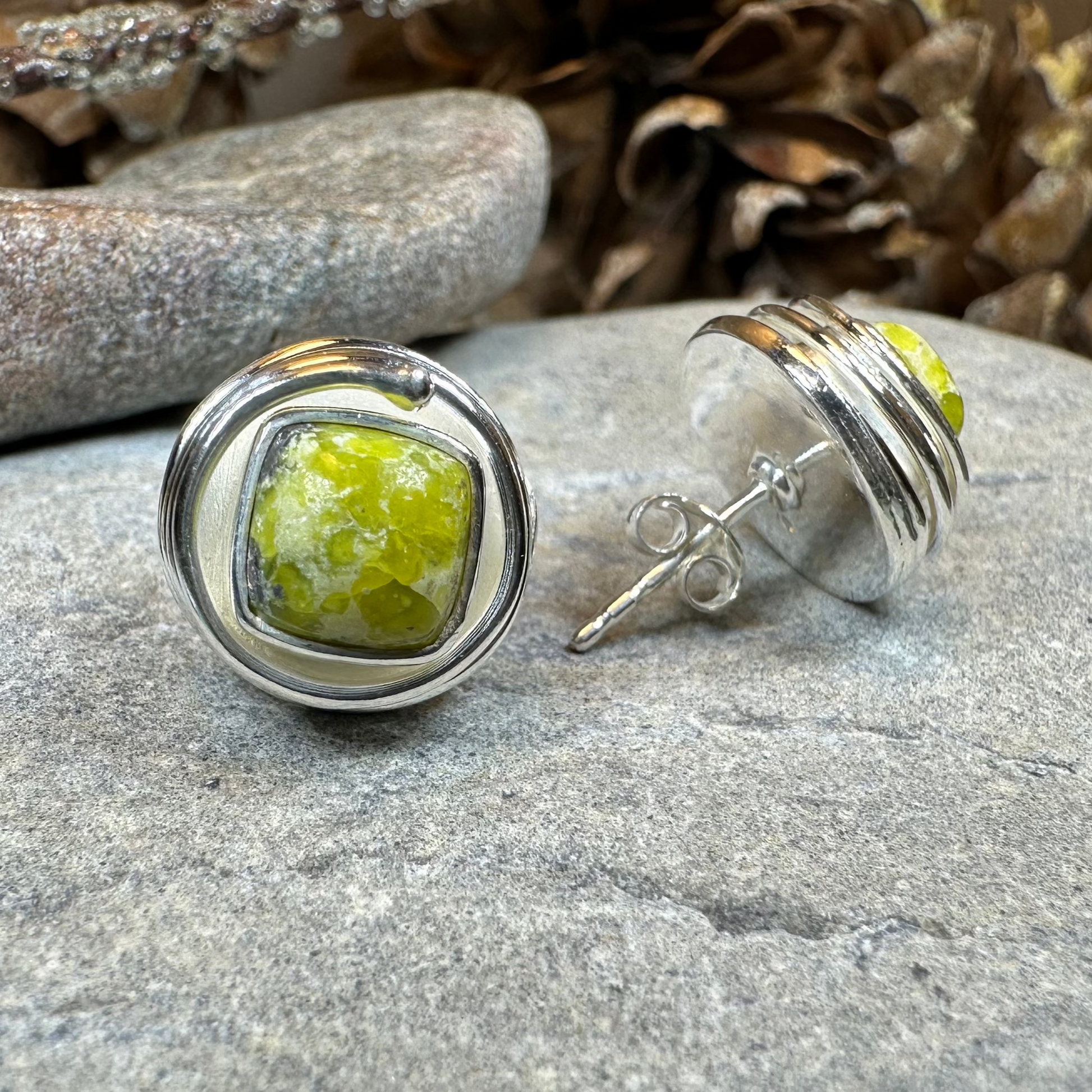 Connemara Marble Celtic Spiral Post Earrings -  - Post Earrings
