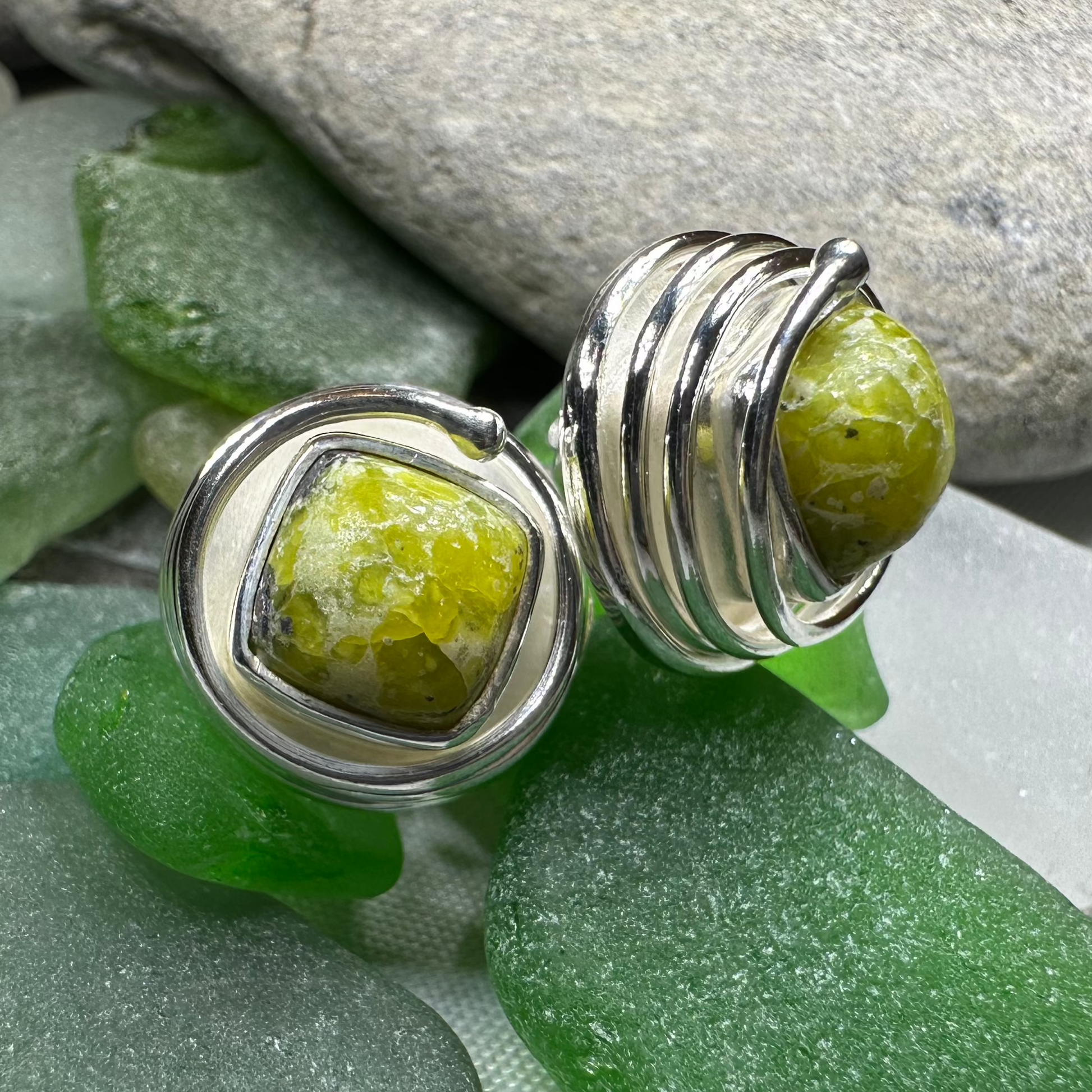 Connemara Marble Celtic Spiral Post Earrings -  - Post Earrings