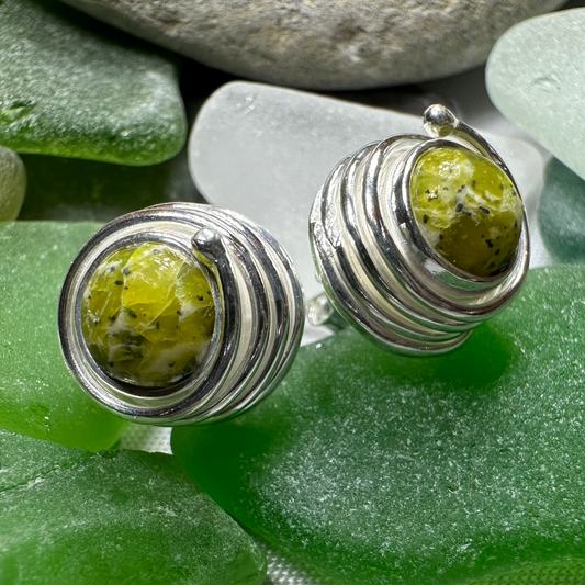 Connemara Marble Celtic Spiral Post Earrings -  - Post Earrings