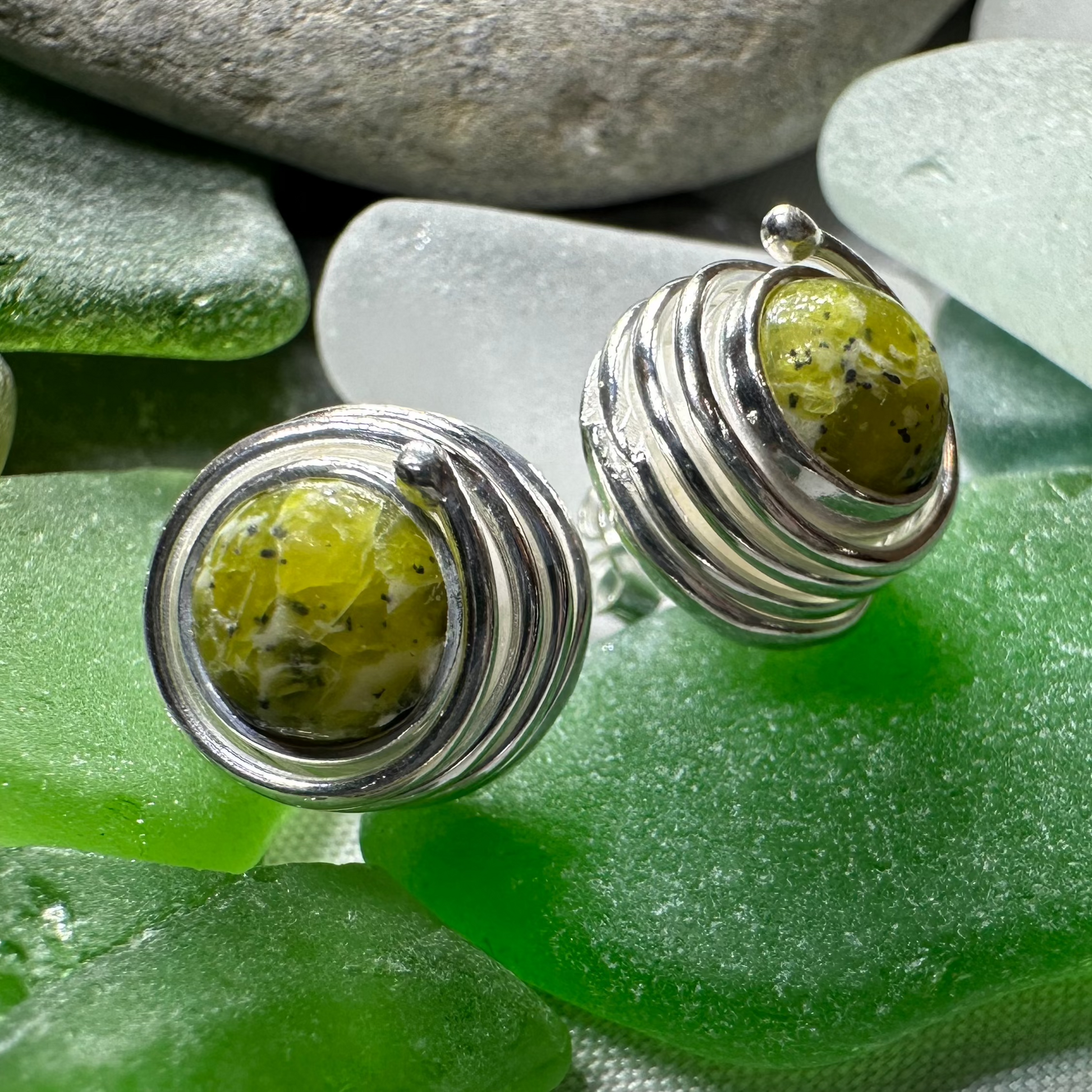 Connemara Marble Celtic Spiral Post Earrings -  - Post Earrings