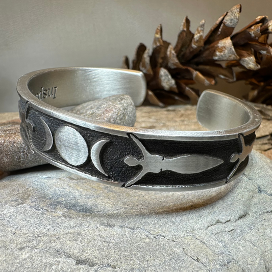 Celtic Triple Moon Goddess Bracelet - Pewter Celtic Cuff Bracelet