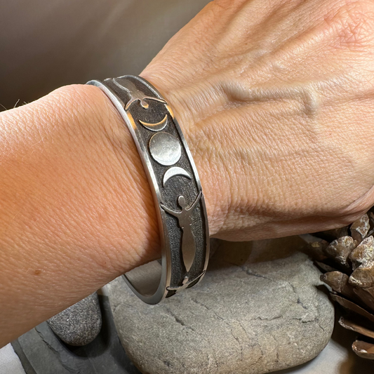 Celtic Triple Moon Goddess Pewter Cuff Bracelet