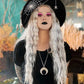 Vegan Felt Hat - XL Brim - Hanging Spider Web -  - 