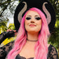 Vegan Felt Wide Brim Hat - XL Brim - "Villain Horns" -  - 