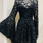 Dracuella Velvet Bat Mini Dress - Gothic Witch Dress - Bell Sleeve Witchy Dress -  - Dress