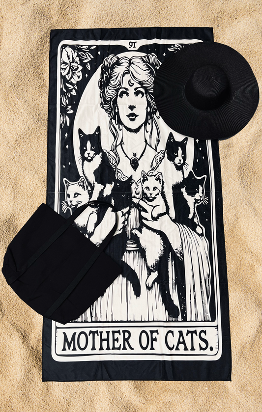 Beach Towel Mother of Cats Tarot - Gothic Beach Towel - Witchy Home Decor