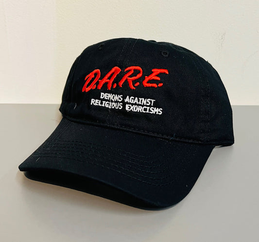 DARE Demons Against Religious Exorcisms Dad Hat - Gothic Embroidered Hat - Alternative Fashion