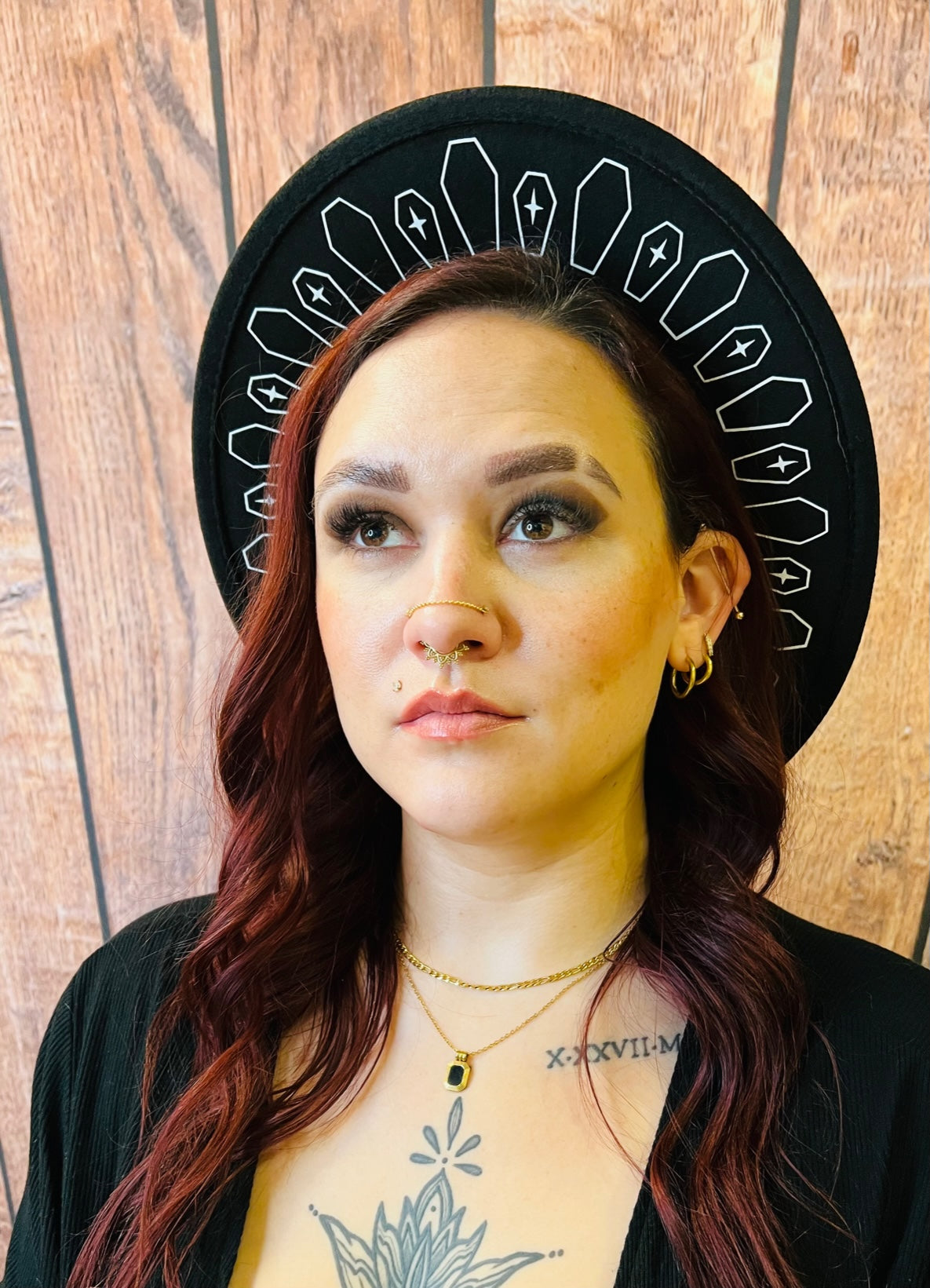 Vegan Felt Wide Brim Hat - Coffin Crown -  - 