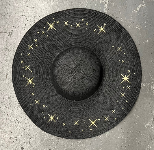 Starry Night Gold XL Brim Floppy Sun Hat