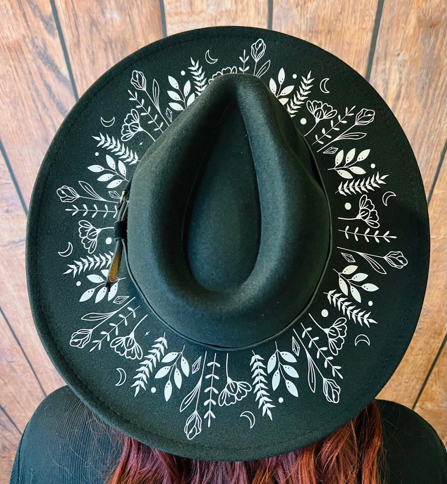 Vegan Felt Wide Brim Hat - XL Brim - "Botanicals" -  - 
