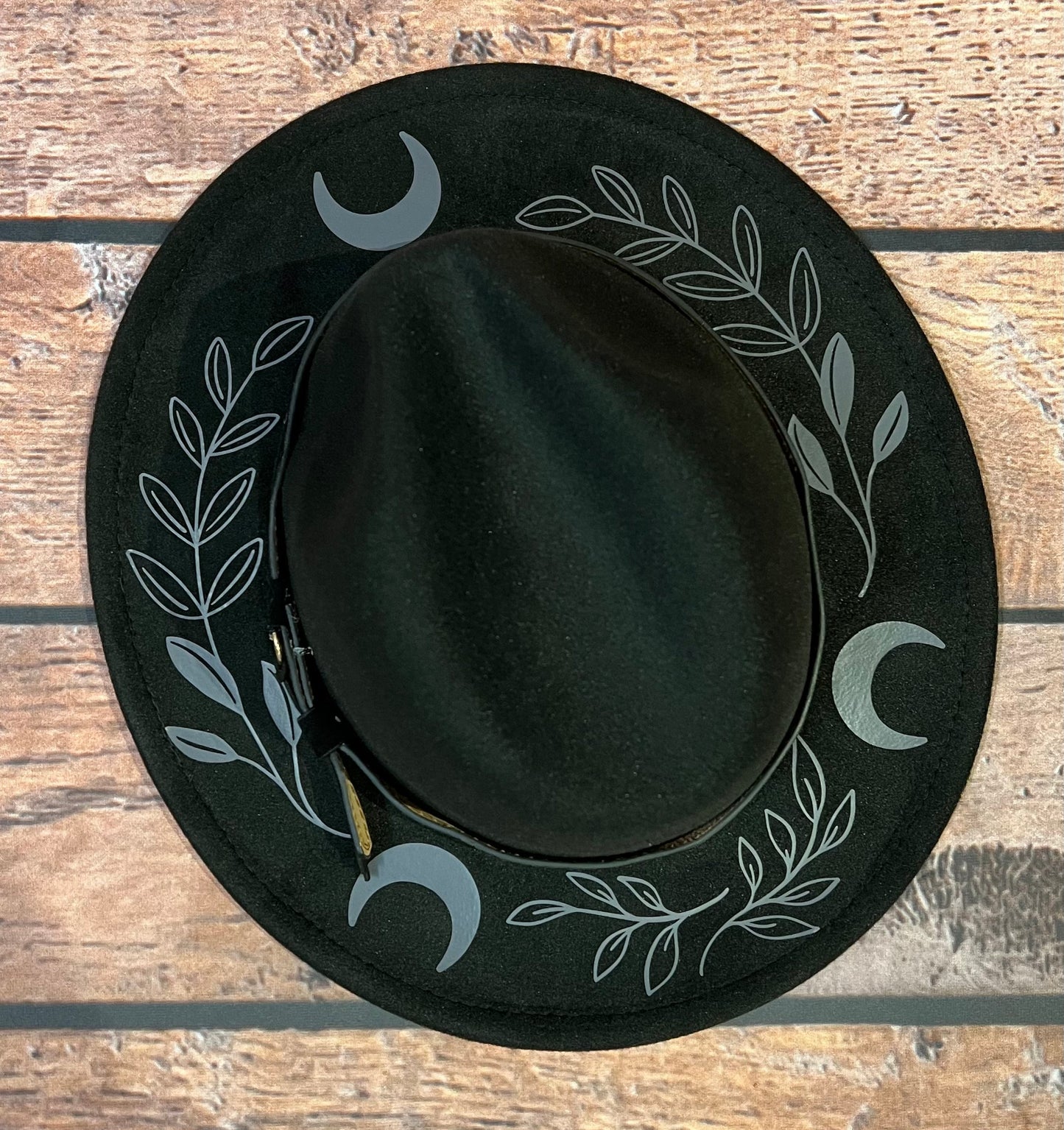 Vegan Felt Wide Brim Hat - Fern Moon - Black/Charcoal -  - 