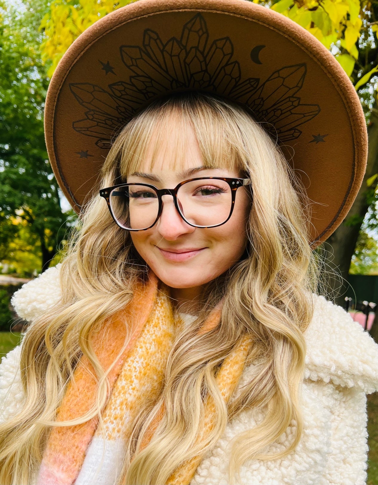 Fox & Fable - Vegan Felt Wide Brim Hat - XL Brim - Caramel - Moonlight Crystals -  - 