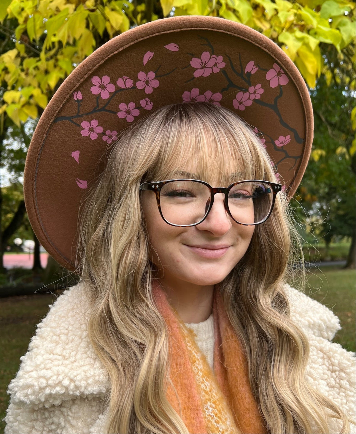 Fox & Fable - Vegan Felt Wide Brim Hat - XL Brim - Cherry Blossom -  - 