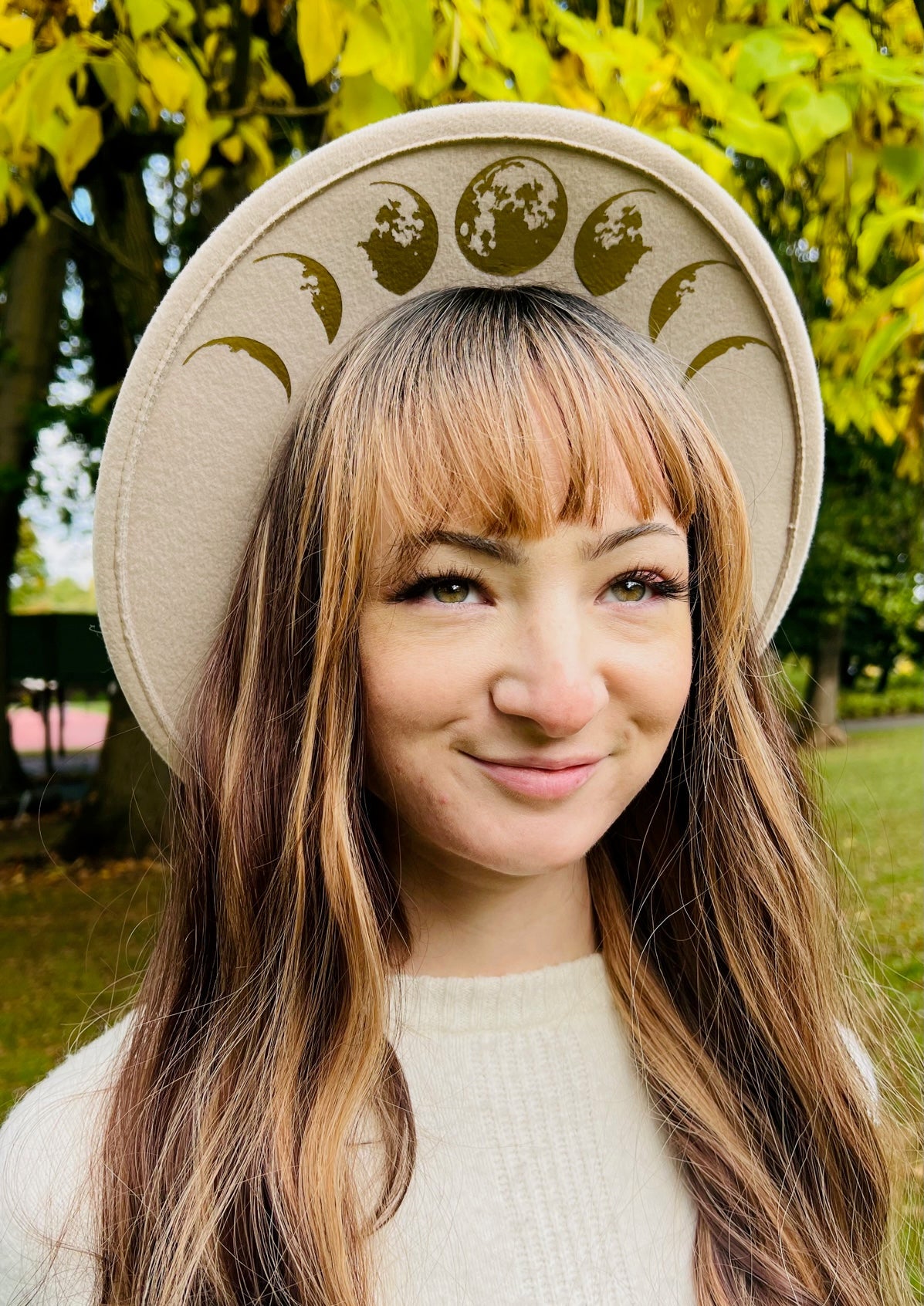Fox & Fable - Vegan Felt Wide Brim Hat - Cream - Moon Phase -  - 