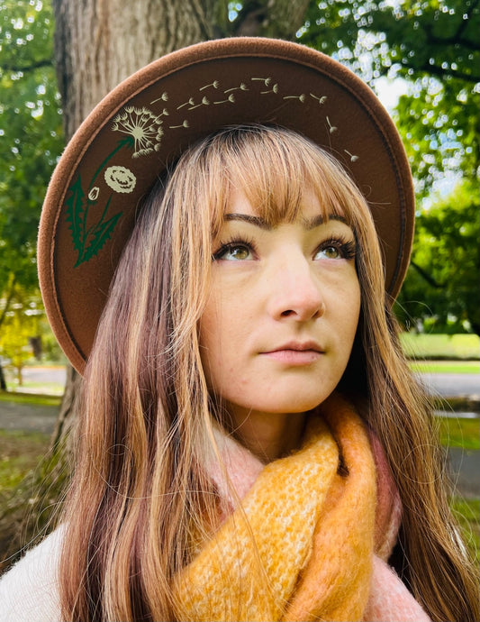 Fox & Fable - Vegan Felt Wide Brim Hat - Caramel - Dandelion -  - 
