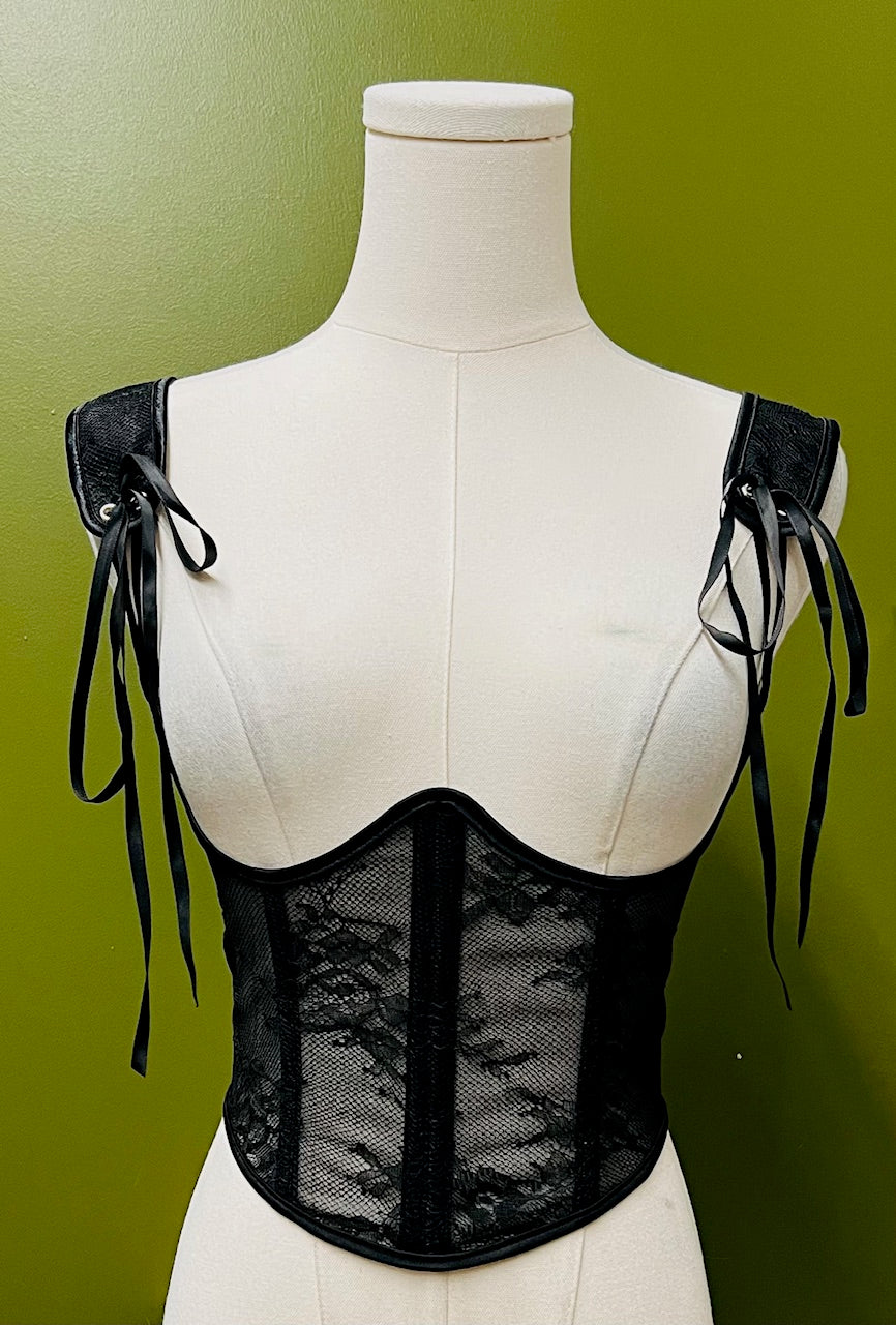 Lydia Floral Lace Corset - Waist Cinching Gothic Corset - Victorian Style Bustier