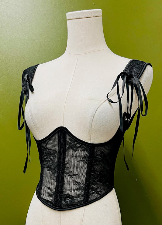 Lydia Floral Lace Corset - Waist Cinching Gothic Corset - Victorian Style Bustier