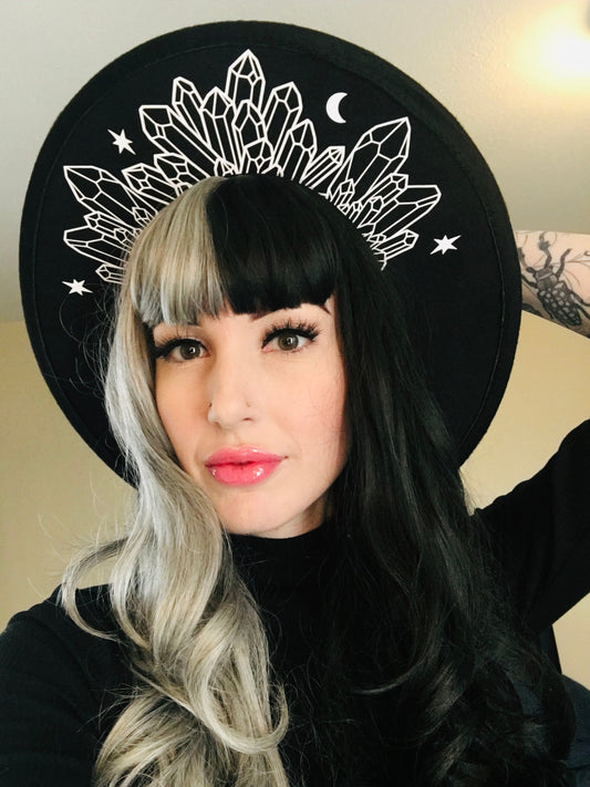 Vegan Felt Hat - XL Brim - Moonlight Crystals -  - 