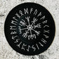 Vegan Felt Wide Brim Hat - Flat Top XL Brim - "Viking Runes" -  - 
