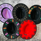 Vegan Felt Wide Brim Hat - "Red Flaming Hearts" -  - 