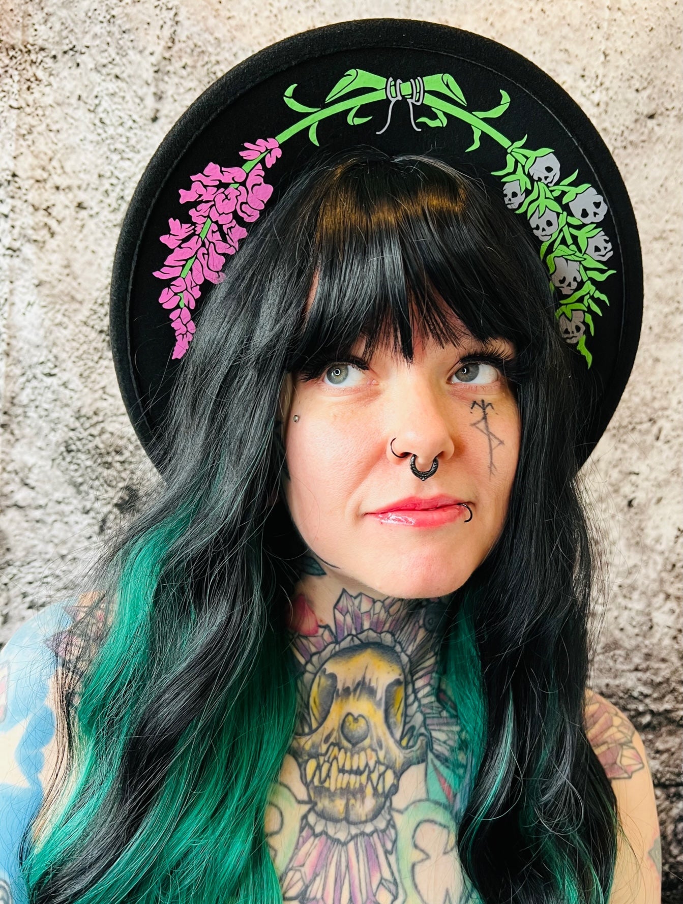 Vegan Felt Wide Brim Hat - "Life & Death of the Snapdragon" -  - 