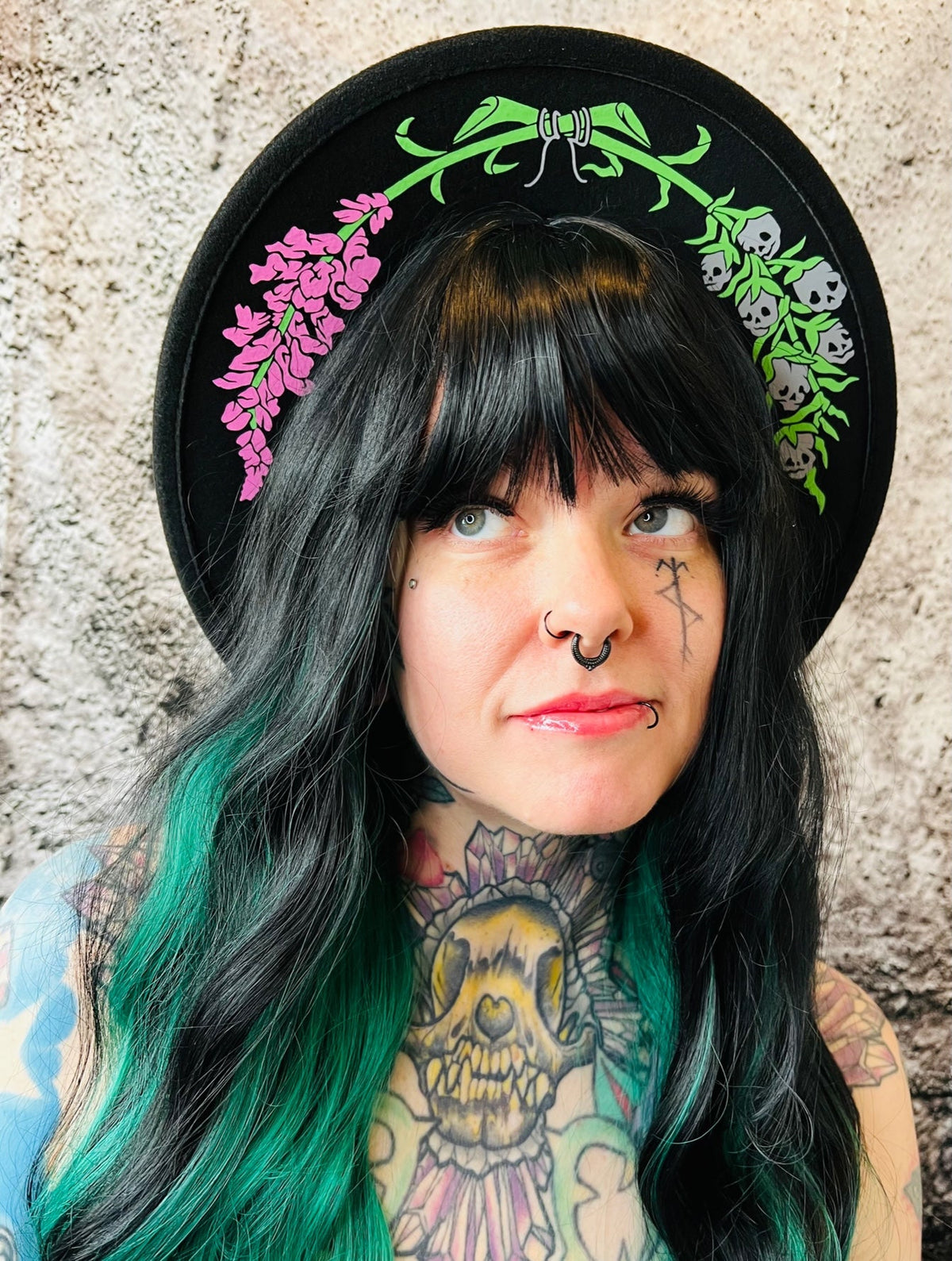 Vegan Felt Wide Brim Hat - "Life & Death of the Snapdragon" -  - 