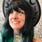 Vegan Felt Wide Brim Hat - "Charcoal Bat Moon" -  - 