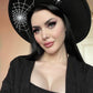 Vegan Felt Hat - XL Brim - Hanging Spider Web -  - 