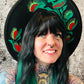 Vegan Felt Wide Brim Hat - XL Brim - "Venus Fly Traps" -  - 