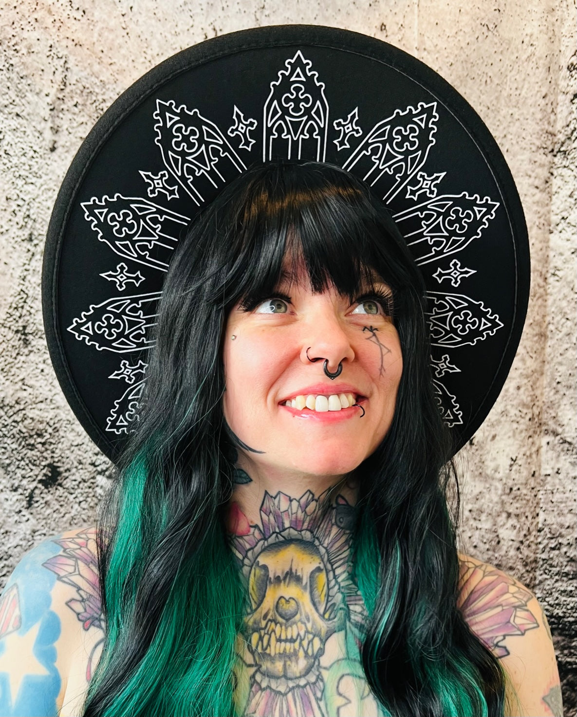 Vegan Felt Wide Brim Hat - XL Brim - "Wrought Iron Crown" - WITCHWOOD X WITCHVOID -  - 