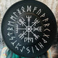 Vegan Felt Wide Brim Hat - Flat Top XL Brim - "Viking Runes" -  - 