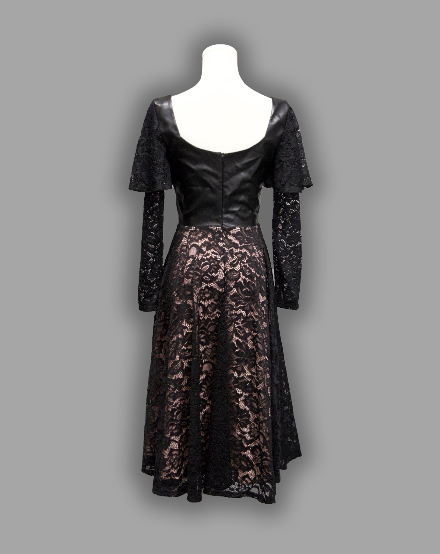 Tempest - Illusion Lace Dress with Vegan Leather Faux Corset -  - 