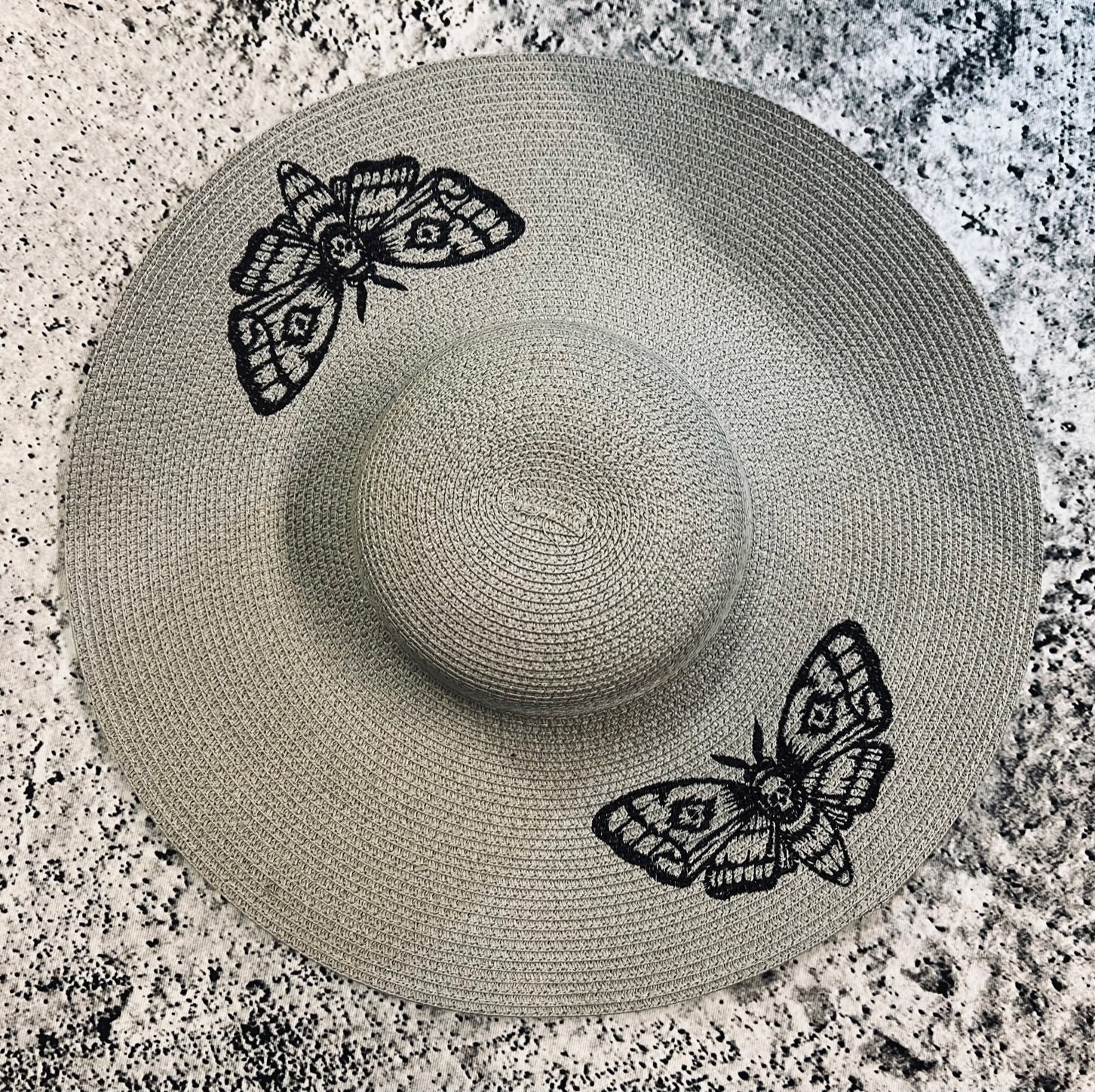 Floppy Sun Hat - XL Brim - Grey Death Moth -  - 