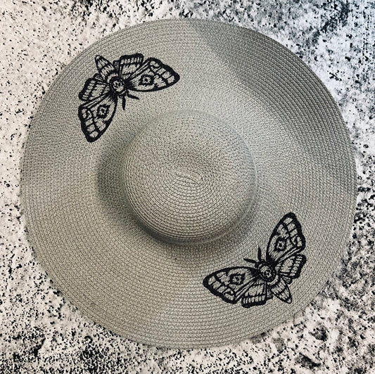 Floppy Sun Hat - XL Brim - Grey Death Moth -  - 