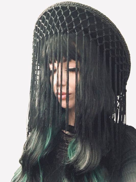 Vegan Felt Hat - Mourning Collection - Falling Tassel -  - 