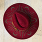 Vegan Felt Wide Brim Hat - XL Brim - Wine Red - Moonburst -  - 