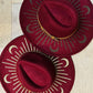 Vegan Felt Wide Brim Hat - XL Brim - Wine Red - Moonburst -  - 