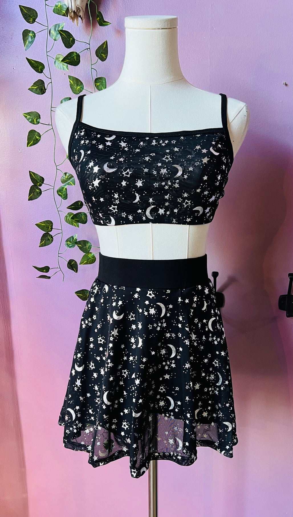 The Morbid Mini Skort - Moon & Stars - Metallic Celestial Skirt with Built In Shorts - PRE-ORDER -  - 