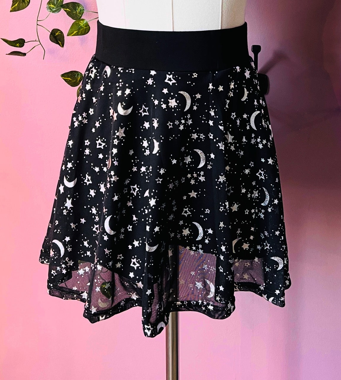 The Morbid Mini Skort - Moon & Stars - Metallic Celestial Skirt with Built In Shorts - PRE-ORDER -  - 