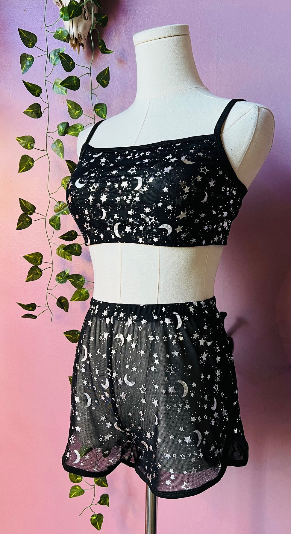 The Sinister Set - MOON & STAR - Sheer Metallic Moon & Star Bra & Shorts Set - PRE-ORDER -  - 