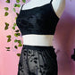 The Sinister Set - GOTHIC FLORAL - Sheer Velvet Flocked Floral Bra & Shorts Set - PRE-ORDER -  - 