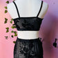 The Sinister Set - GOTHIC FLORAL - Sheer Velvet Flocked Floral Bra & Shorts Set - PRE-ORDER -  - 