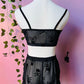 The Sinister Set - SKULLS - Sheer Velvet Flocked Skulls Bra & Shorts Set - PRE-ORDER -  - 