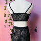 The Sinister Set - WEBS - Sheer Velvet Flocked Spider Web Bra & Shorts Set - READY To SHIP -  - 