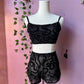 The Sinister Set - SNAKES - Sheer Velvet Flocked Snakes Bra & Shorts Set - READY To SHIP -  - 
