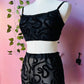The Sinister Set - SNAKES - Sheer Velvet Flocked Snakes Bra & Shorts Set - READY To SHIP -  - 