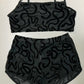 The Sinister Set - SNAKES - Sheer Velvet Flocked Snakes Bra & Shorts Set - READY To SHIP -  - 