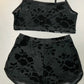 The Sinister Set - GOTHIC FLORAL - Sheer Velvet Flocked Floral Bra & Shorts Set - PRE-ORDER -  - 