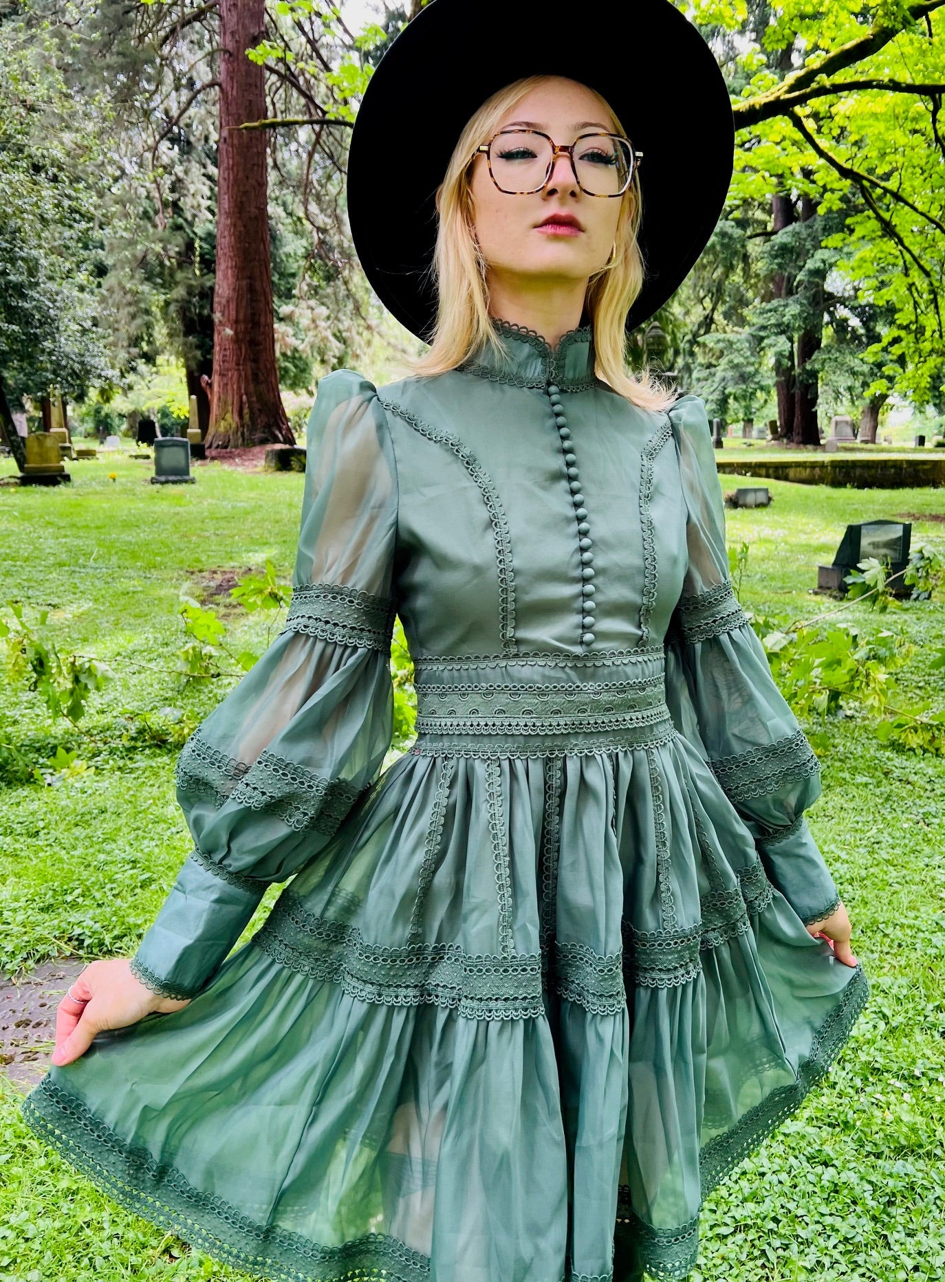 Morgana - Romantic Victorian Inspired Party Dress - SAGE - PRE-ORDER -  - 