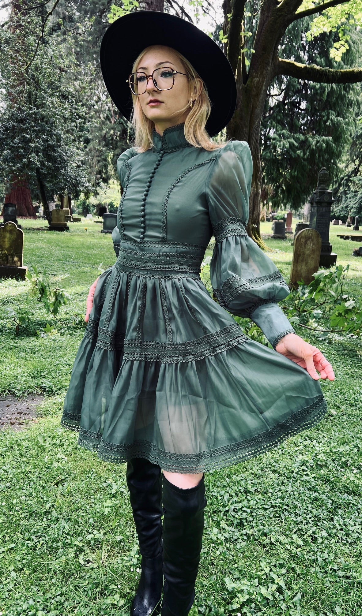 Morgana - Romantic Victorian Inspired Party Dress - SAGE - PRE-ORDER -  - 